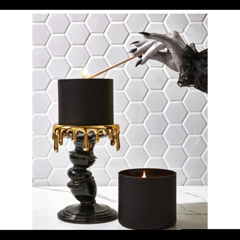 BBW Tilted 3 Wick Candle Holder Gold Drip